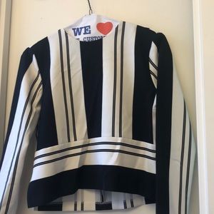 Stripped black and white with zipper in the back
